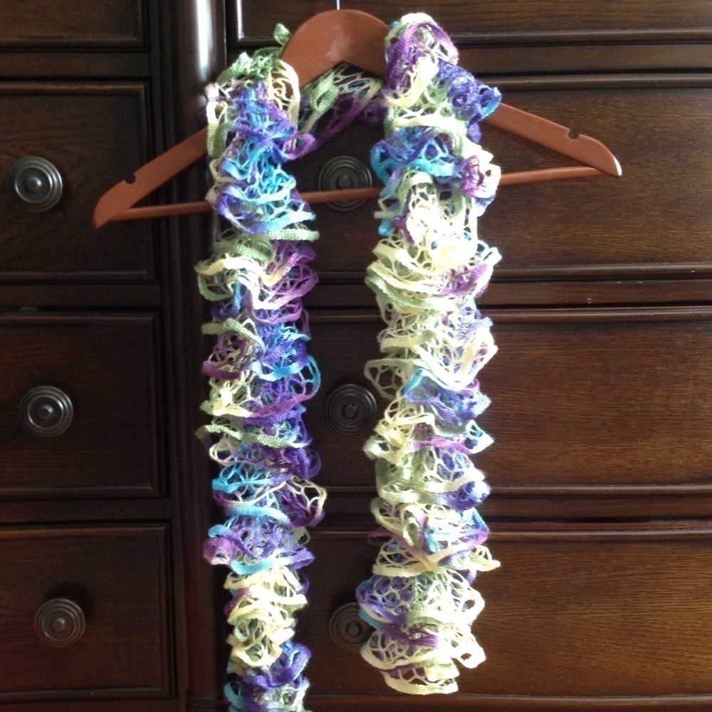 Handmade lace knit scarf in watercolor